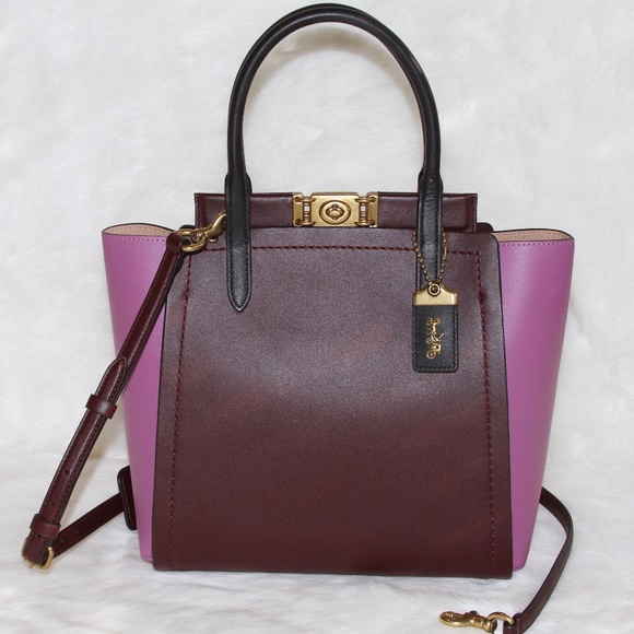 NWT Coach 1941 Troupe Tote In Colorblock in Cranberry Multi - Picture 2 of 8